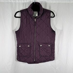Thread & Supply Puffer Vest Women's Small Burgundy Full Zip Sleeve